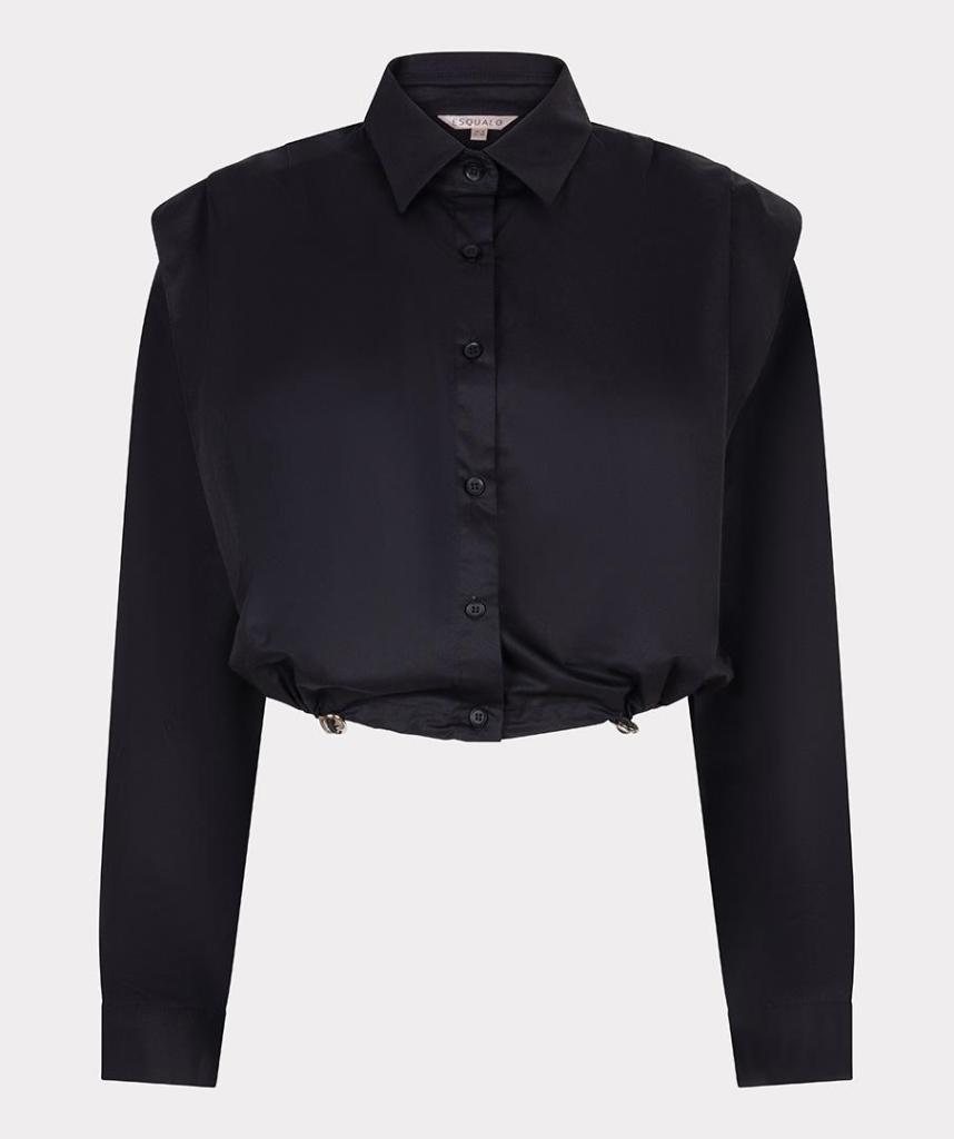 Esqualo_Blouse_cropped_drawstring_poplin_black_Hilnetta_s