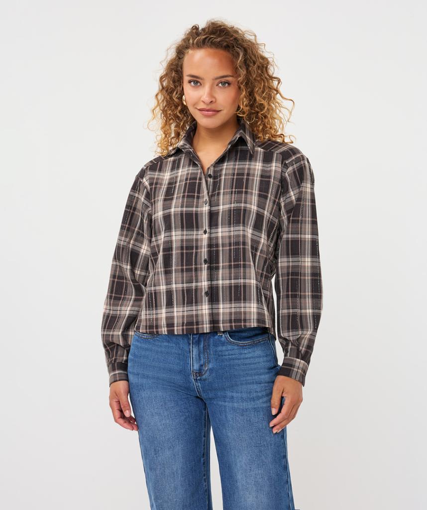 Esqualo_Blouse_short_check_strass_Hilnetta_s