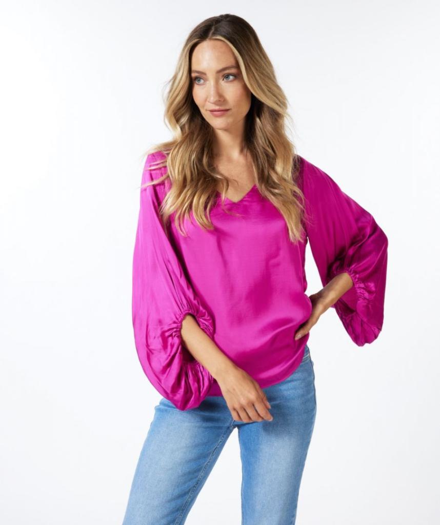 Esqualo_Blouse_wide_sleeve_fuchsia_More_of_Me