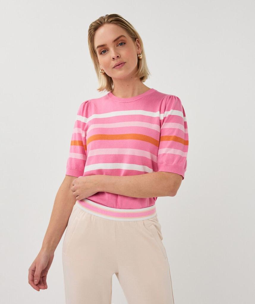 Esqualo_Sweater_puff_slve_striped_knit__rose_Hilnetta_s