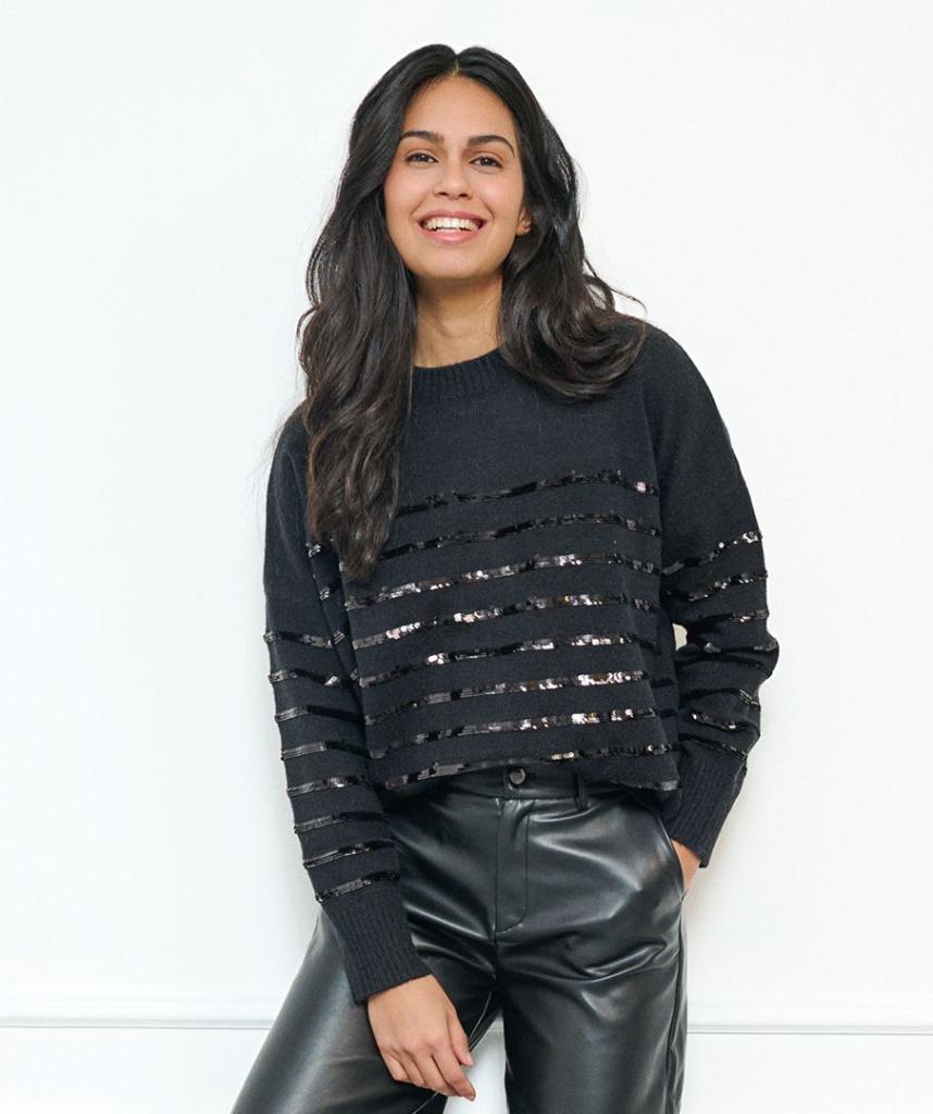 Esqualo_Sweater_striped_sequins_Black_Hilnetta_s_3