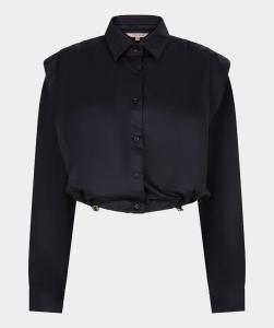 Esqualo_Blouse_cropped_drawstring_poplin_black_Hilnetta_s