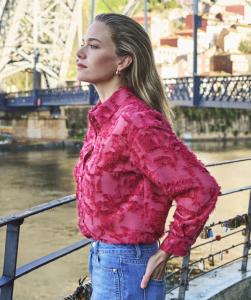Esqualo_Blouse_oversized_basic_plumetis_raspberry_Hilnetta_s