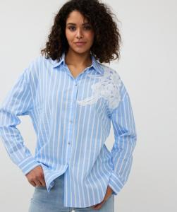 Esqualo_Blouse_striped_lace_patch_Blue_White_Hilnetta_s_3