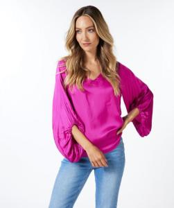 Esqualo_Blouse_wide_sleeve_fuchsia_More_of_Me