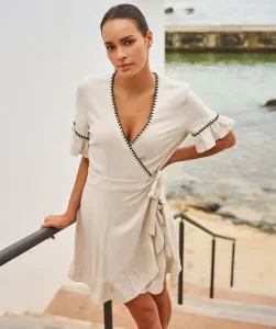 Esqualo_Dress_linen_fancy_contrast_stitch_sand_Hilnetta_s