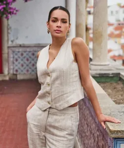 Esqualo_Gilet_linen_stripe_Sand_Hilnetta_s