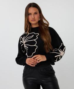 Esqualo_Sweater_tape_flower_patch_black_Hilnetta_s_3