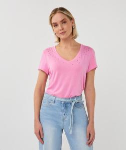 Esqualo_T_shirt_v_neck_stones_rose_Hilnetta_s