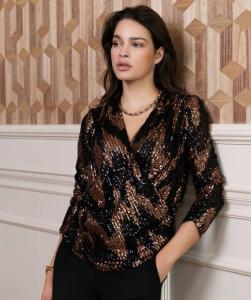 Esqualo_Top_wrap_over_sequins_black_brown__More_of_Me